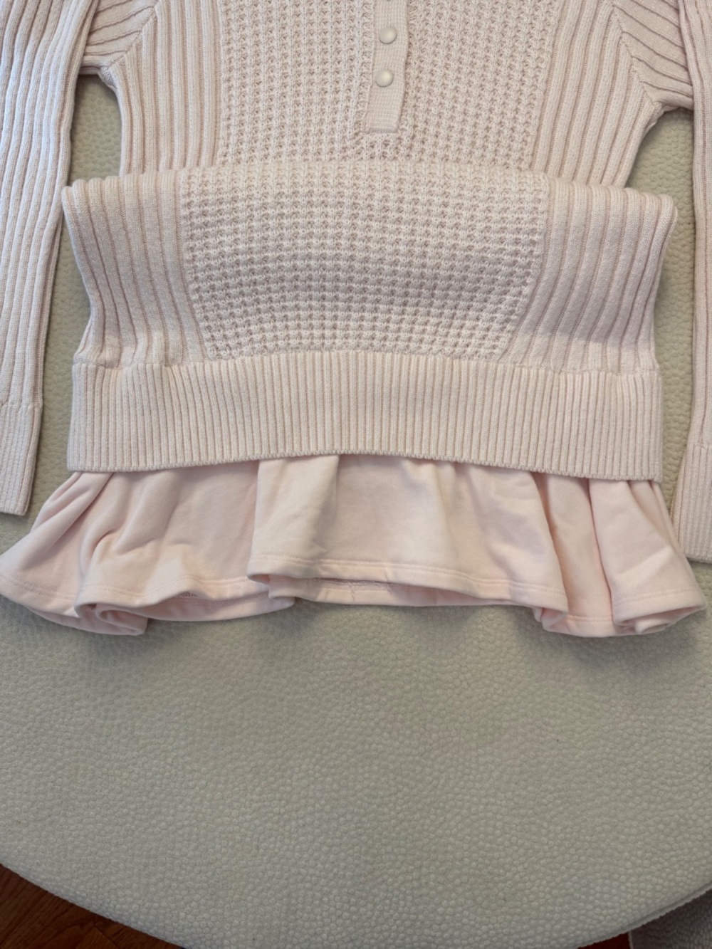 Anthropologie Daily Practice Pink Knit Henley Ruffle Mini Dress NWT M - Picture 2 of 10